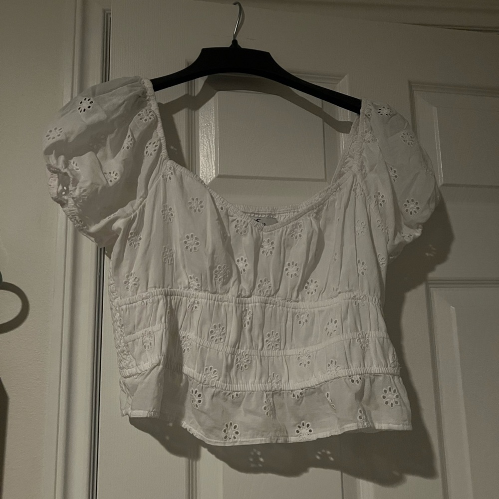 White eyelet blouse